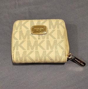 Michael Kors cream/beige compact zippered wallet